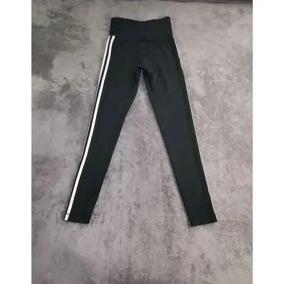 Adidas Sz XS Women's Climalite 3-Stripe Full Length Tights Black White Ca16 - Picture 9 of 9